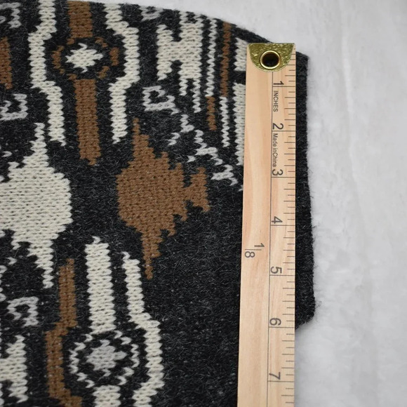 Boho Sweater Poncho Sz O/S Knit Crop Fringed Neutral Tribal Southwestern Aztec - Picture 13 of 15